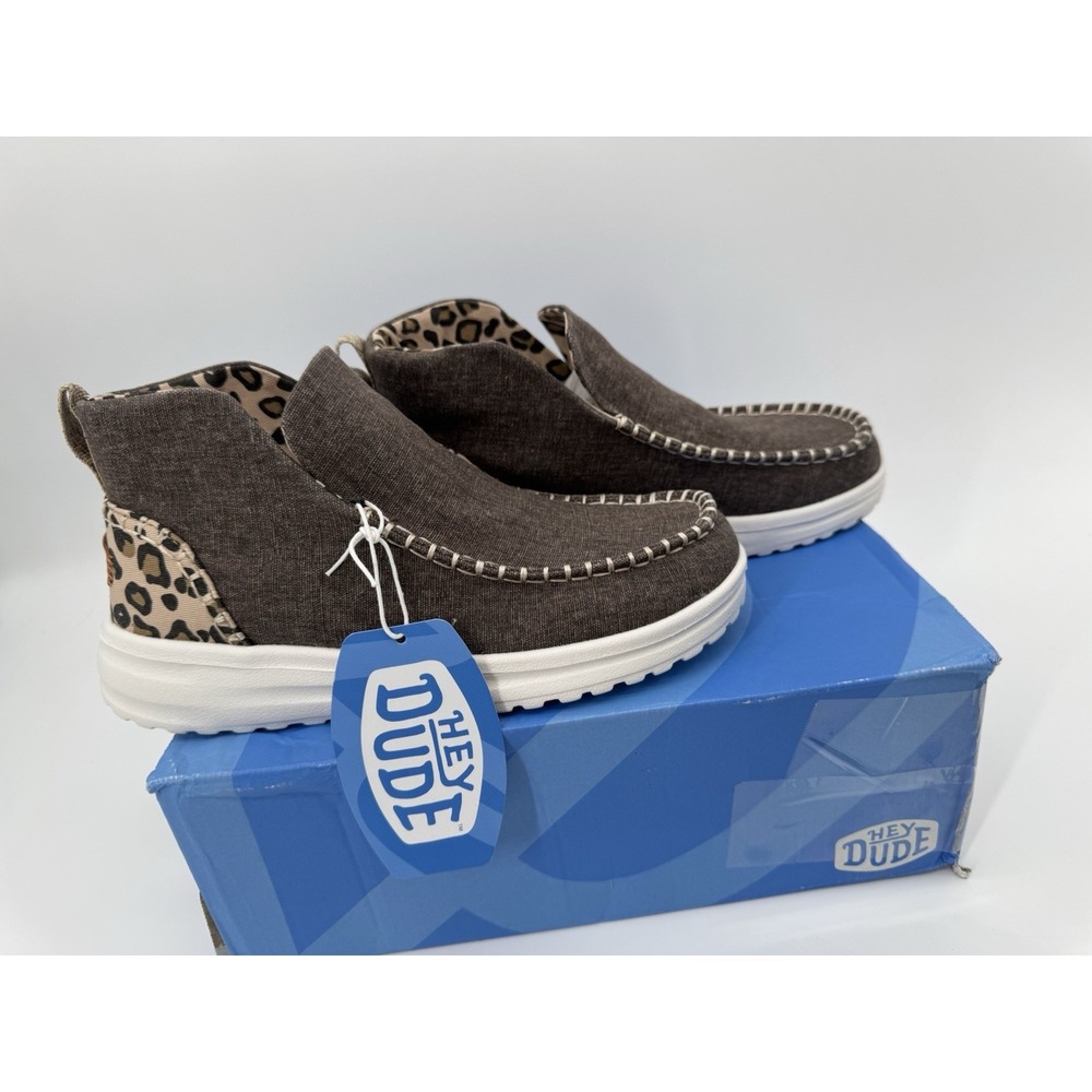 Hey Dude Denny Crafted 40209-90L Womens US 9 W Leopard Print Moc Toe Ankle Shoes - Picture 3 of 9